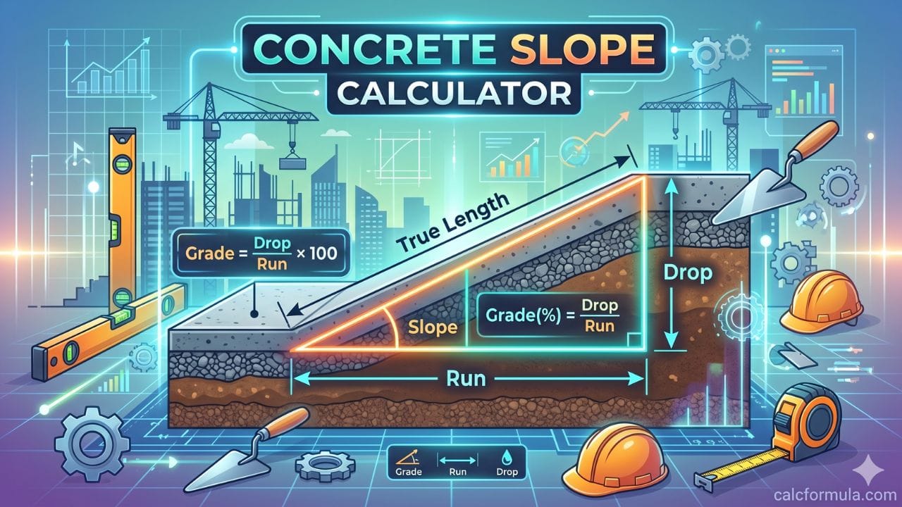 Sloping Construction Concrete Slope Calculator – Grade, Drop & Drainage