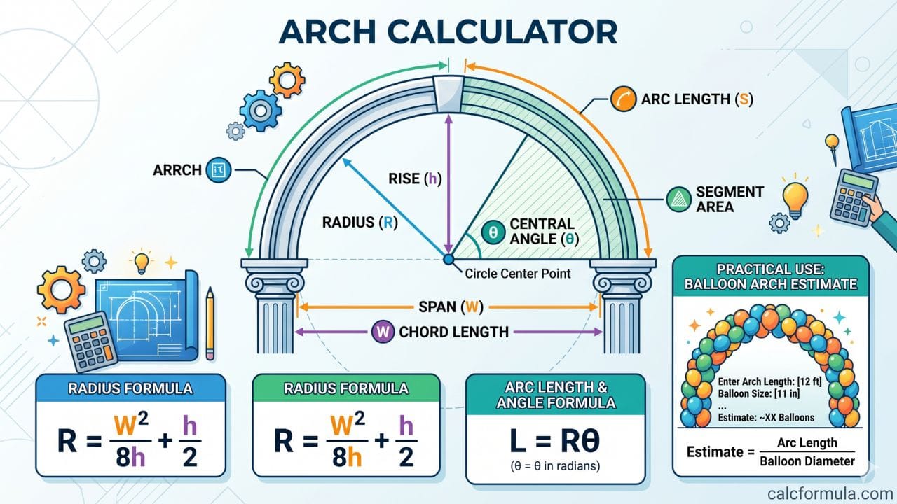 Arch Calculator for Arc Length and Masonry Layouts