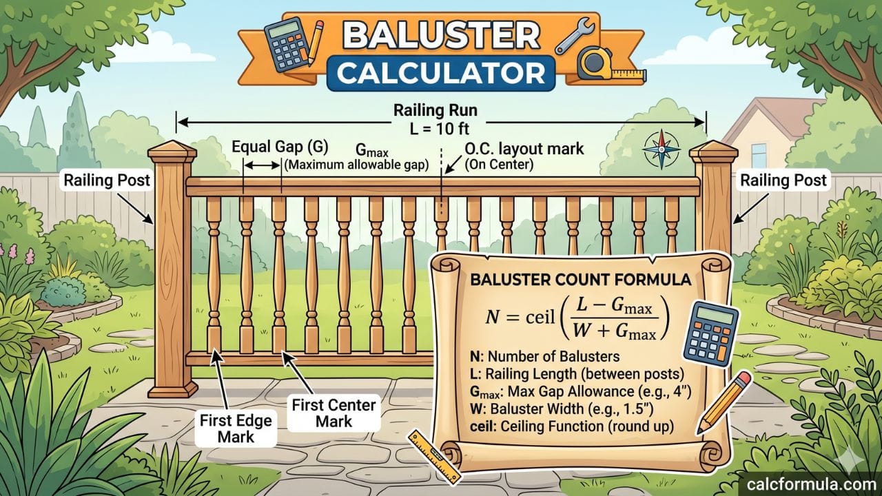 Baluster Calculator – Spacing, Count & Cost