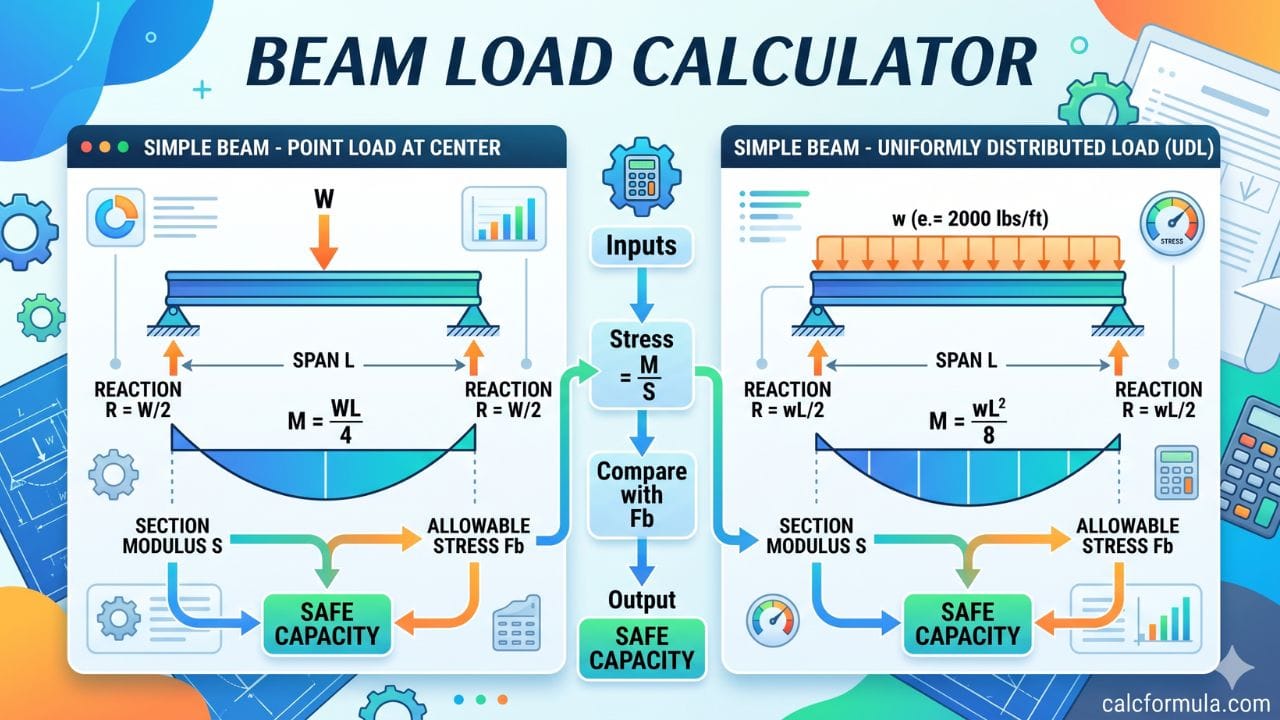 Beam Load Calculator – Span, Stress & Capacity