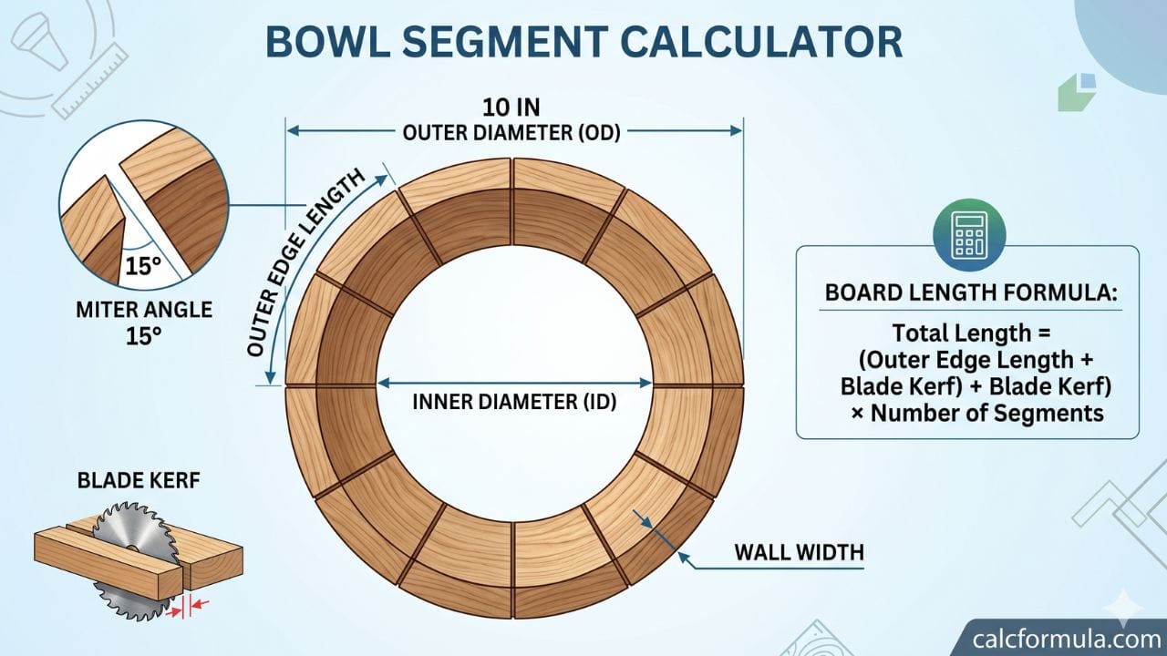 Segmented Bowl Math Bowl Segment Calculator for Segment Angles and Ring Cuts