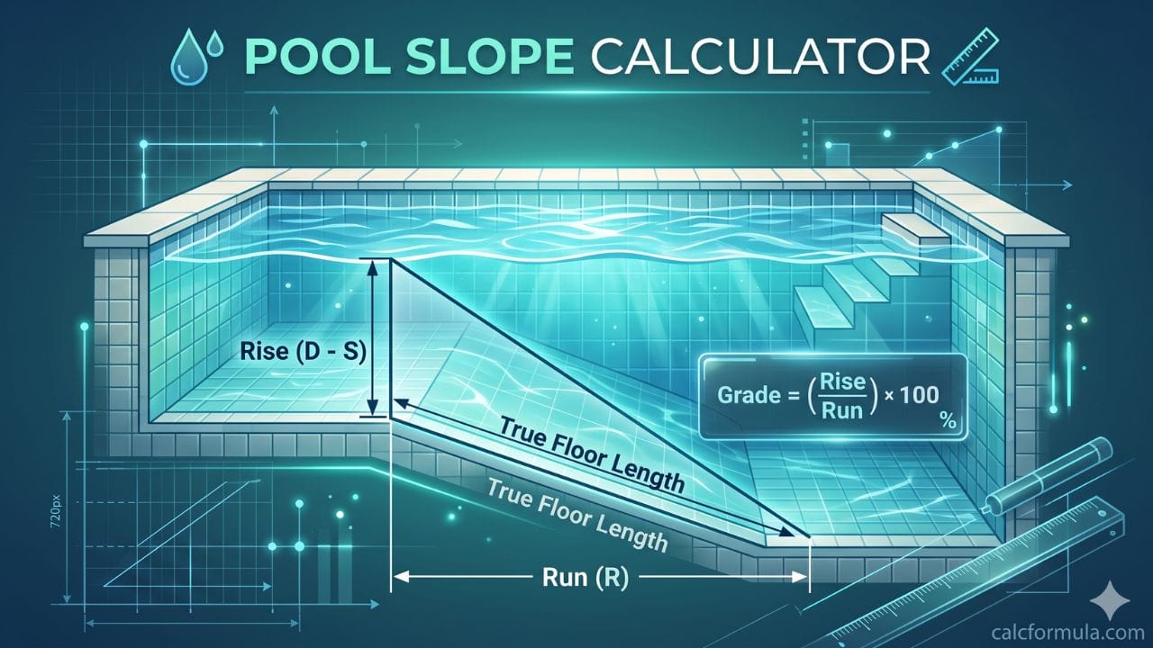 Pool Slope Calculator – Grade, Drop & Floor Angle