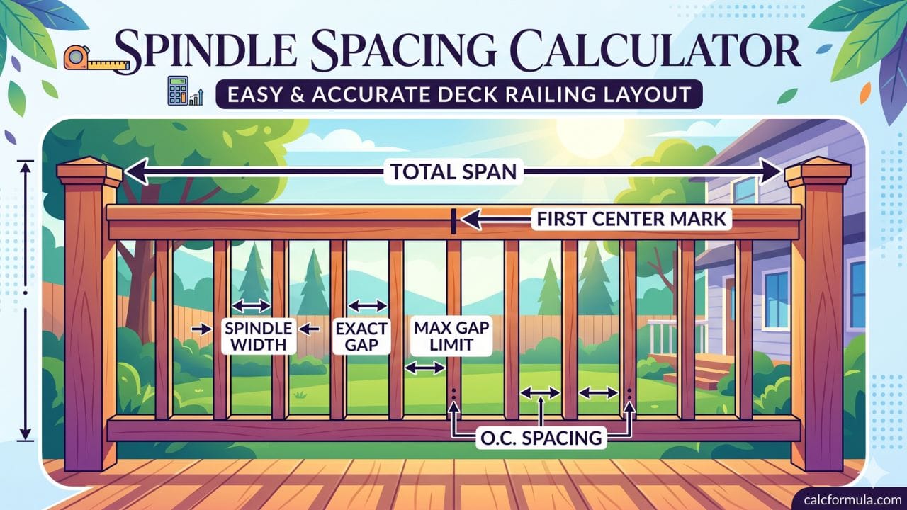 Spindel Distance Code Spindle Spacing Calculator – Baluster Gaps & Layout