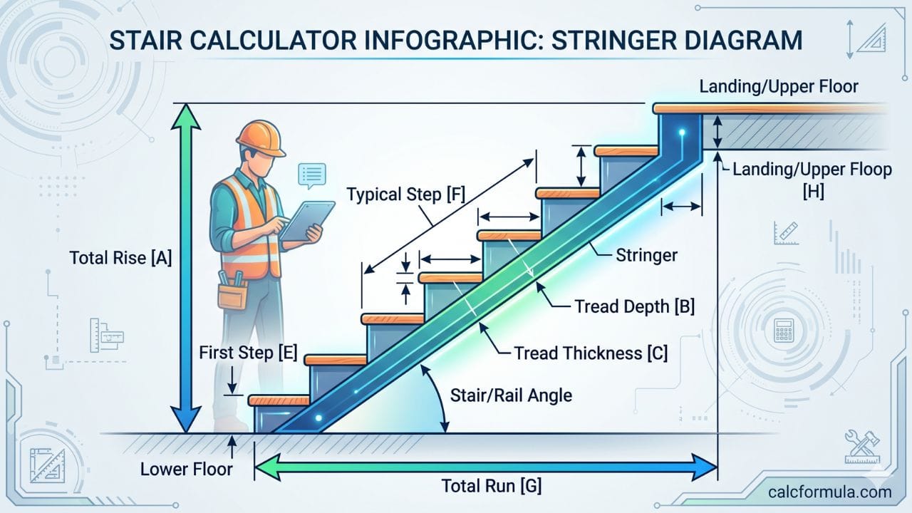 Stair Calculator – Risers, Stringer & Stair Angle