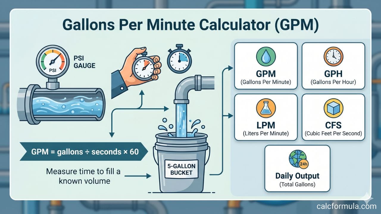 Gallons Per Minute Calculator – GPM Flow Rate