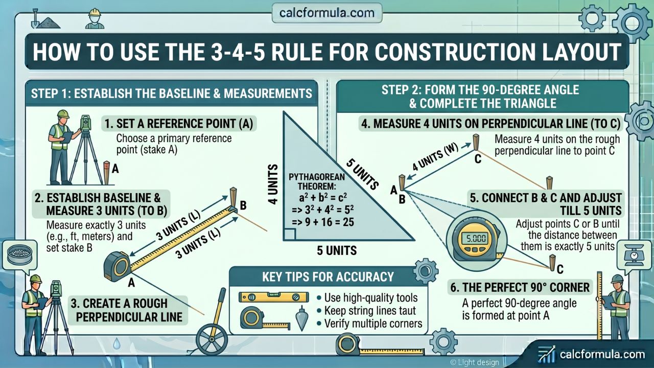 How to Use the 3-4-5 Rule for Construction Layout