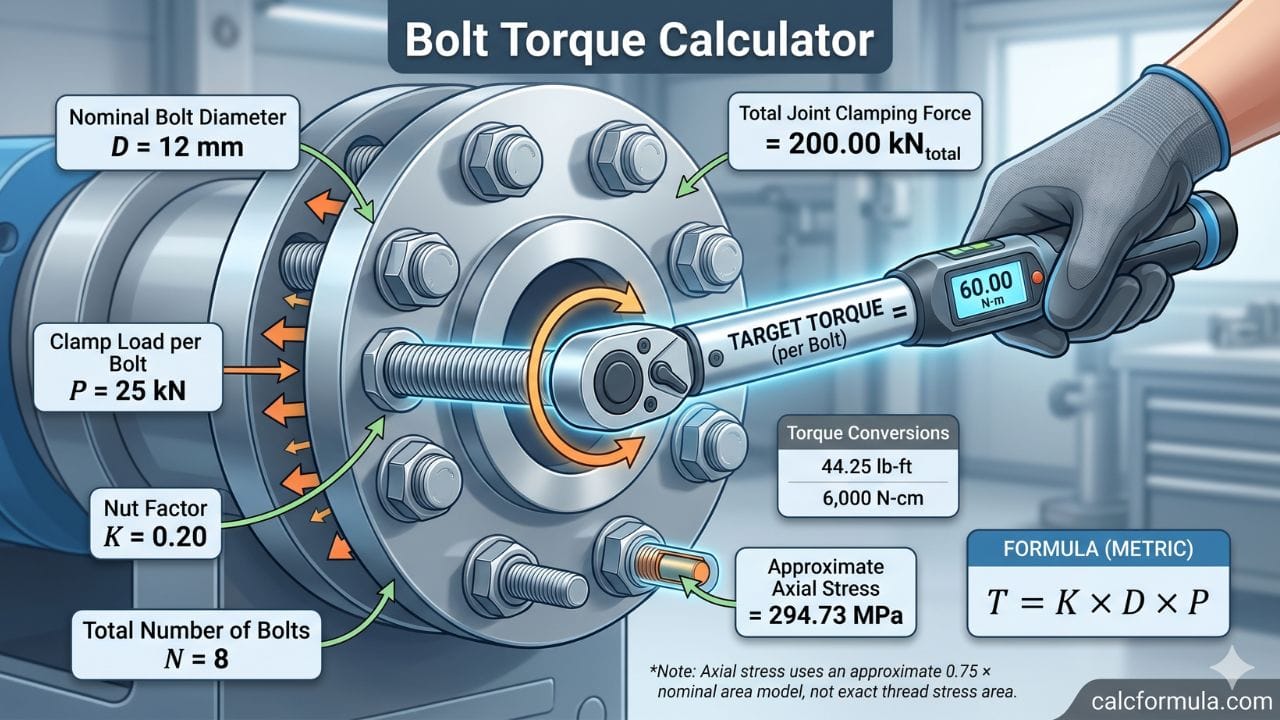 Torque Raset Bolt Torque Calculator – Clamp Load & Torque