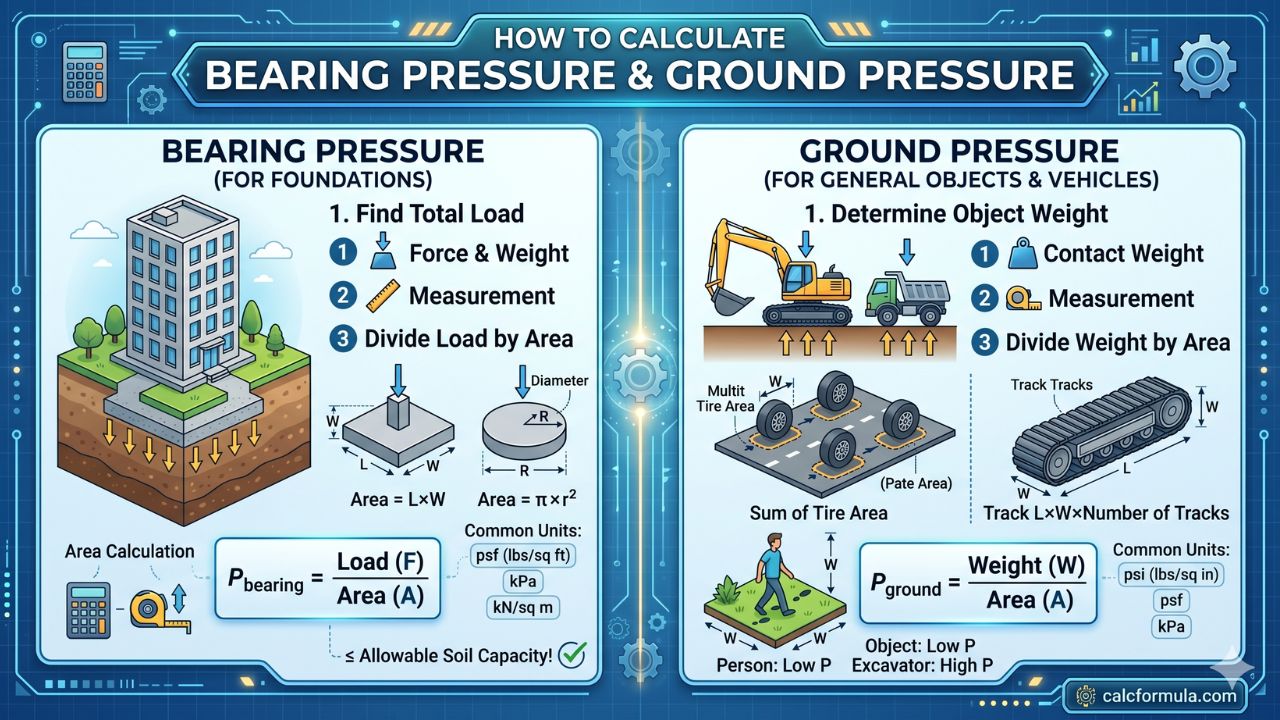 Calculate Bearing Pressure and Ground Pressure