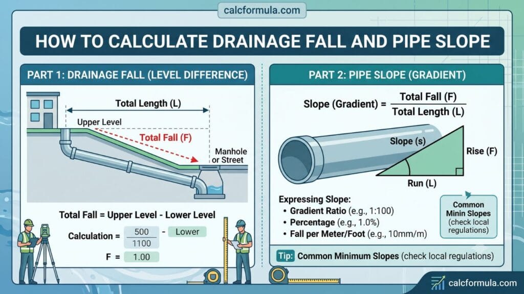 How to Calculate Drainage Fall and Pipe Slope
