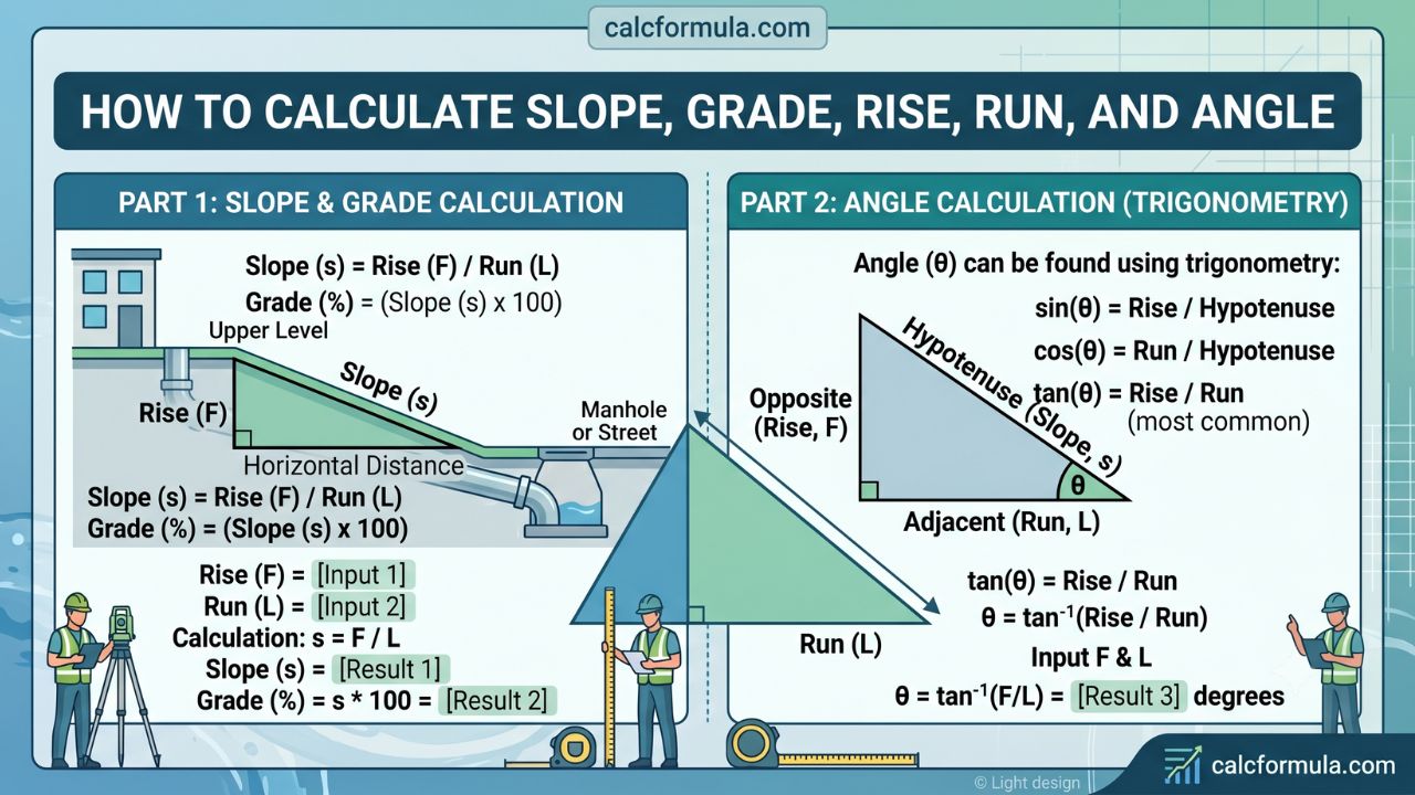 How to Calculate Slope, Grade, Rise, Run, and Angle