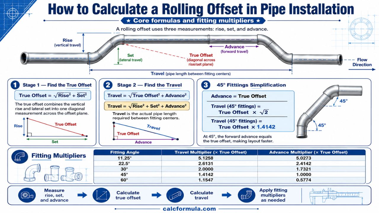 How to Calculate a Rolling Offset in Pipe Installation